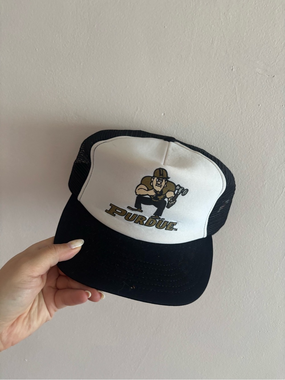 Purdue Vintage Trucker Hat — Black & White